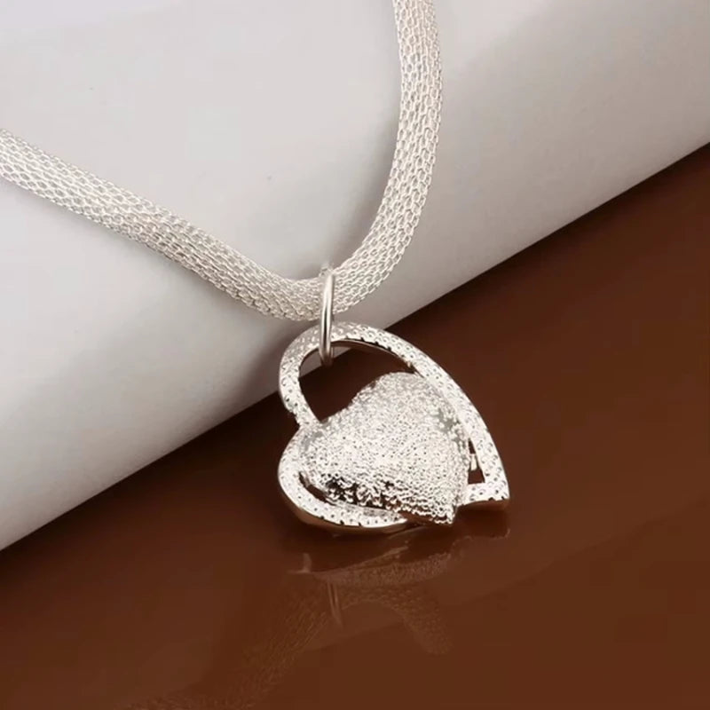 Elegant Silver Heart Charm Necklace