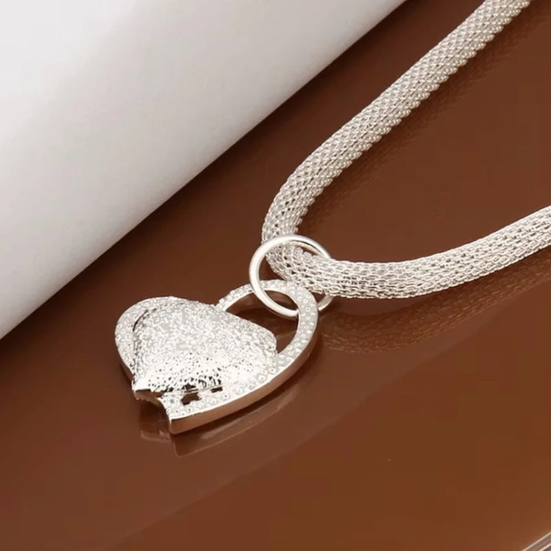 Elegant Silver Heart Charm Necklace