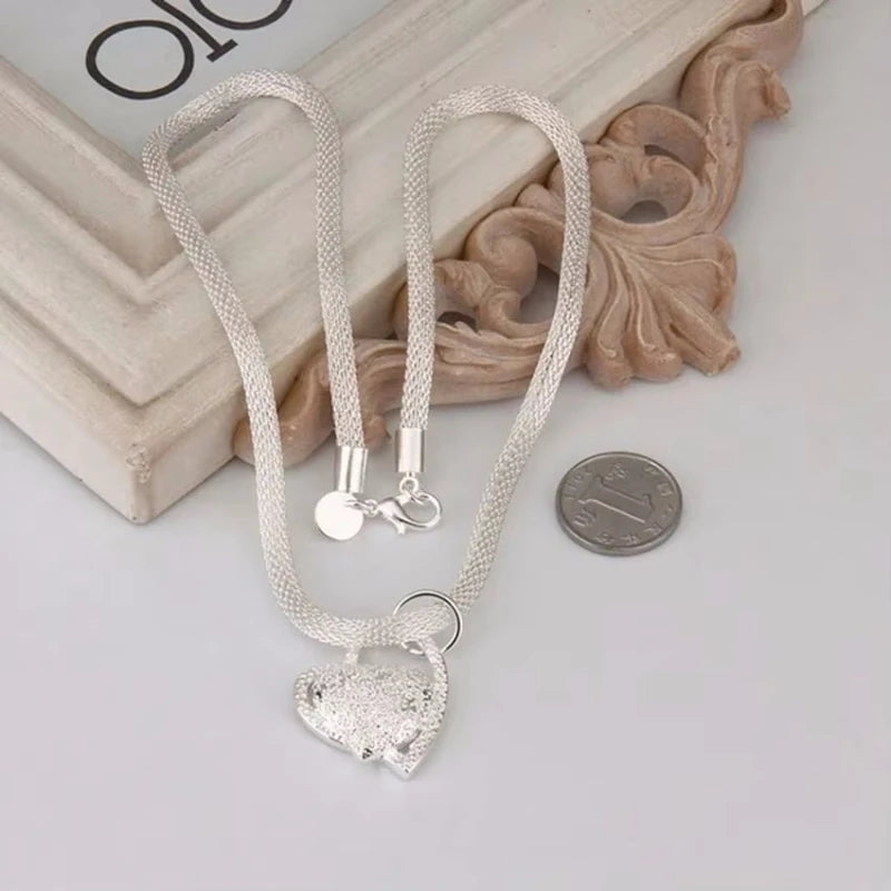 Elegant Silver Heart Charm Necklace